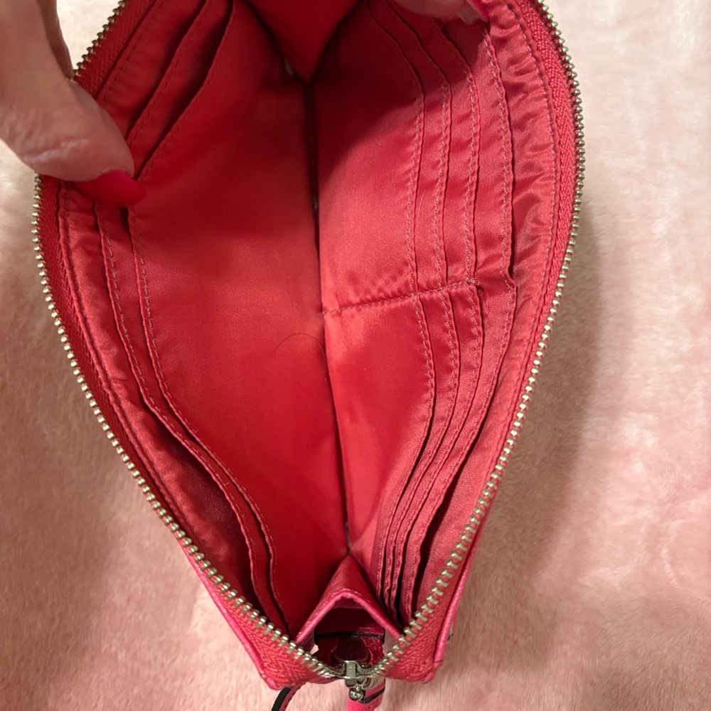 Coach Pink and Tan Signature Wristlet - Picture 4 of 7